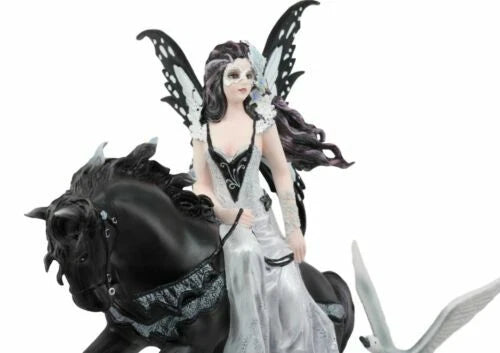 Nene Thomas Lamentation of Swans Masquerade Fairy Riding On Black Horse Statue-5