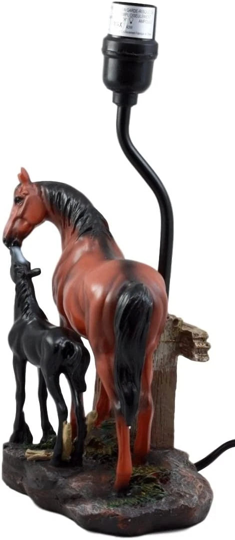 Lámpara de mesa de escritorio con pantalla decorativa de 48 cm de alto, diseño de caballo, yegua y potro de Ranch Fence-5