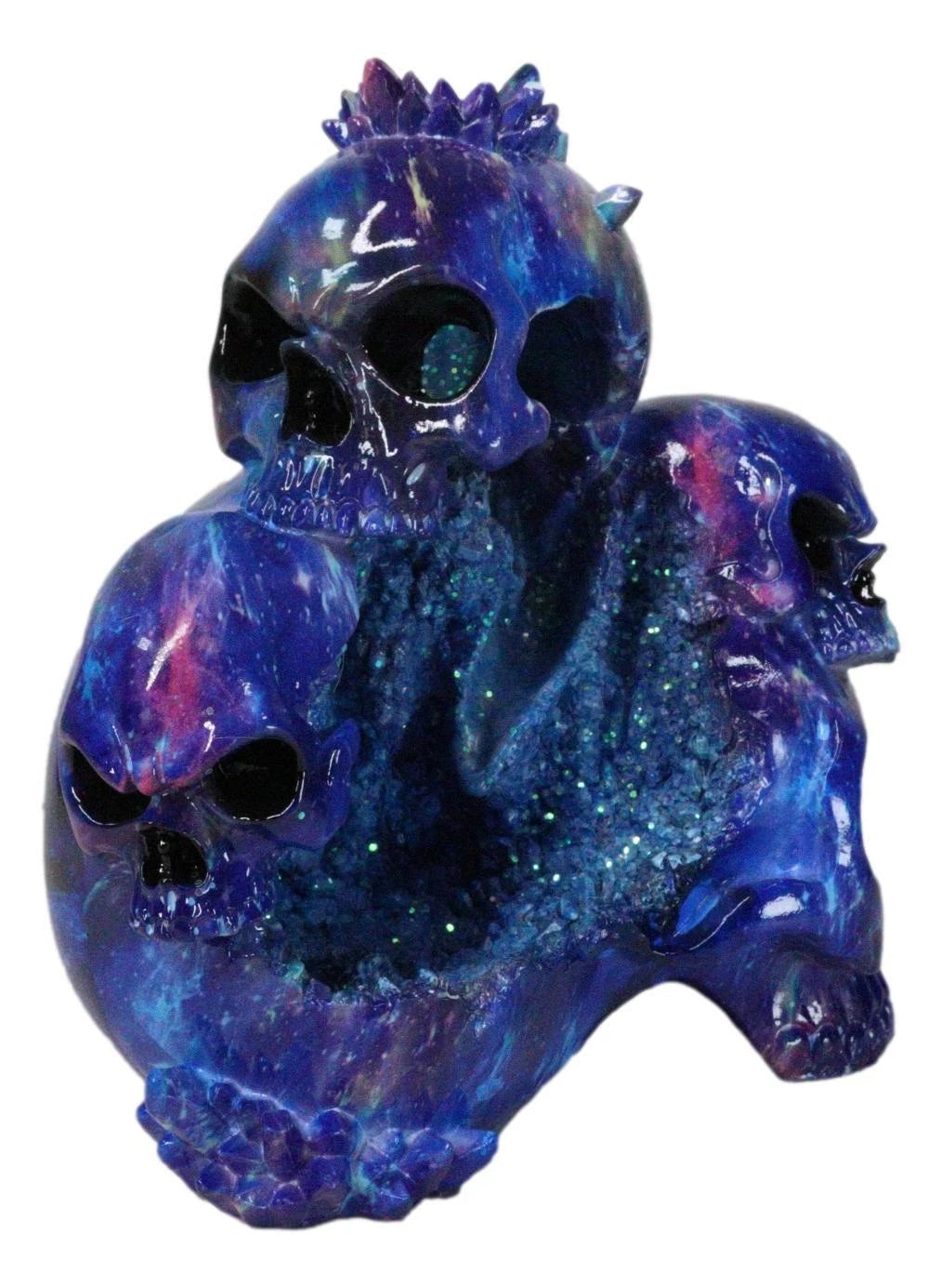Blue Gothic 3 Ghastly Skulls LED Death Mountain Cavern Backflow Incense Burner-3