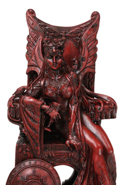 Celtic Maeve with Bird and Squirrel On Throne Statue 11" Tall Clay Finish-4