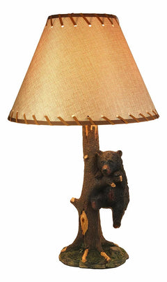 Lámpara de mesa con diseño de oso negro colgado en una rama de árbol, con pantalla de 56 cm de alto-4