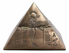 Ancient Egyptian Isis Sekhmet Horus Anubis Pyramid Jewelry Trinket Box 6"L-4