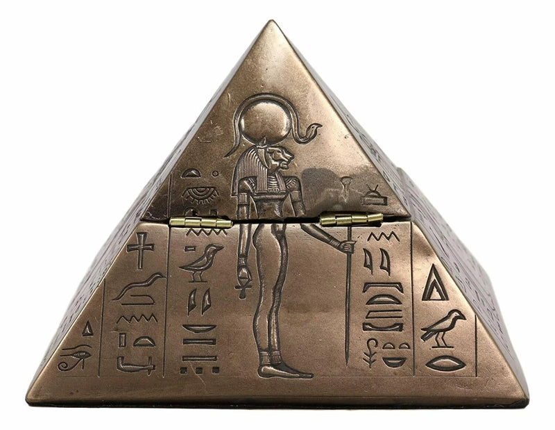 Ancient Egyptian Isis Sekhmet Horus Anubis Pyramid Jewelry Trinket Box 6"L-4