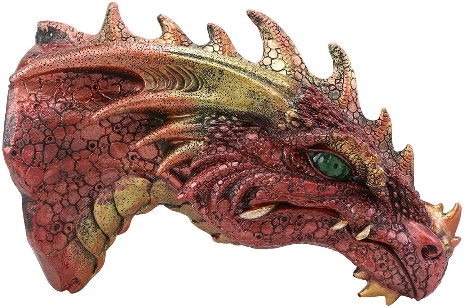 Fantasy Volcanic Fire Red Spiked Dragon Head Wall Decor Plaque With LED Lights-5