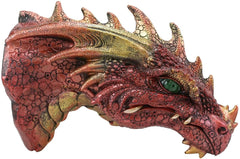 Fantasy Volcanic Fire Red Spiked Dragon Head Wall Decor Plaque With LED Lights-5