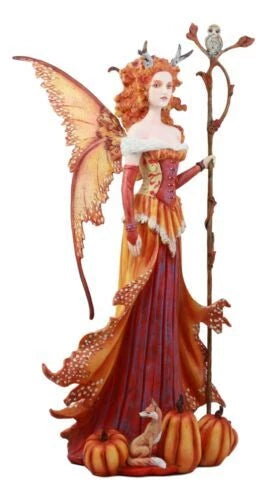 Amy Brown Pumpkin Queen Autumn Fairy Statue 17.5" Tall Fantasy Faery-5