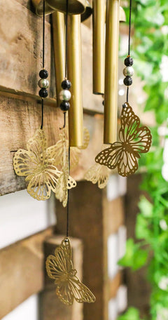 Beautiful Cottage Garden Carved Butterfly Canopy Metal Wind Chime Hanging Mobile-2