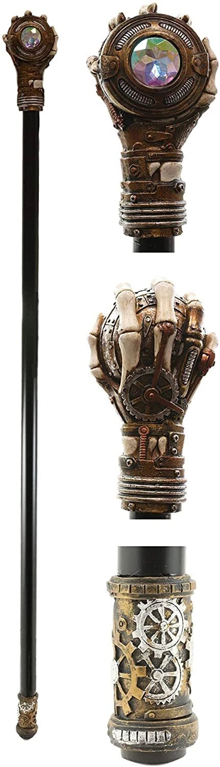 Steampunk Skeleton Hand Grasping The Evil Eye Swagger Stick Cane Party Staff 38"-5