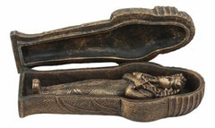 Sarcófago de bronce del antiguo faraón egipcio Tutankamón con momia-4