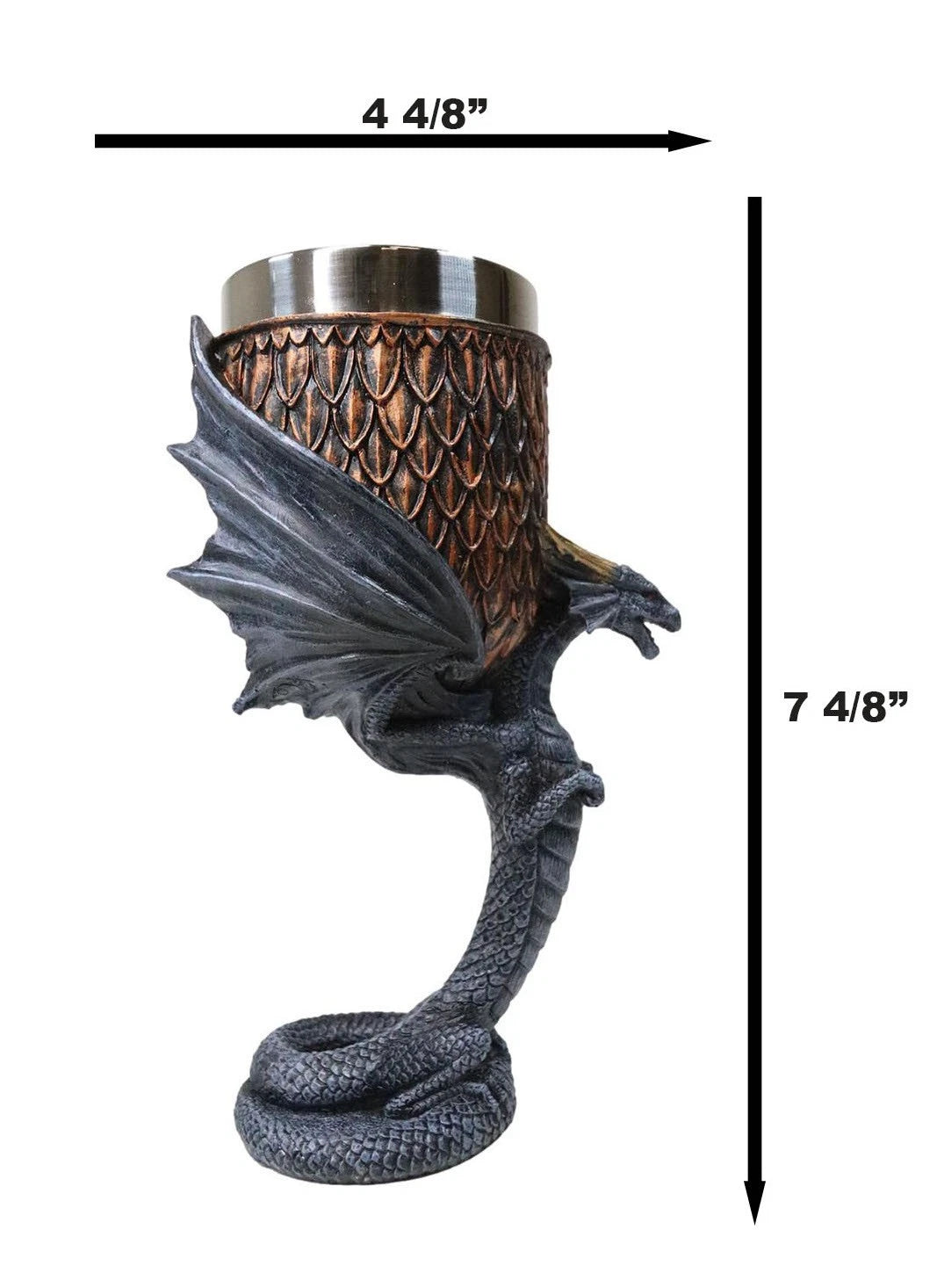 Dragon Scales With Servant Winged Drake Stem Base Drinking Wine Goblet Chalice-5