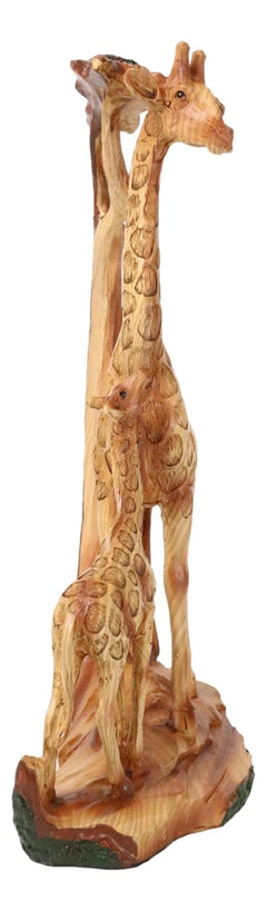 Safari Savannah Giraffe Family In Scenic Forest Faux Wooden Cutout Figurine-4