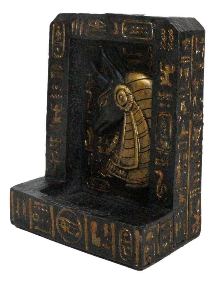 Egyptian God of The Dead Anubis Hieroglyphs Backflow Incense Burner Figurine-7