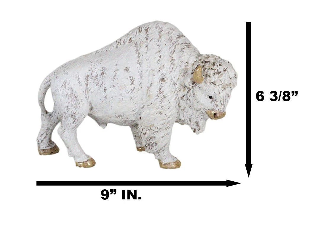 Native American Sacred White Bison Buffalo Decor Resin Figurine 8.75"L-5