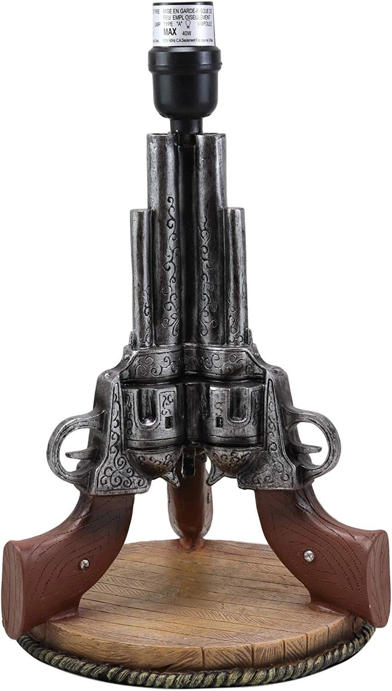 Western Wild West Triple Six Shooters Revolver Guns Side Table Lamp Statue Decor-6