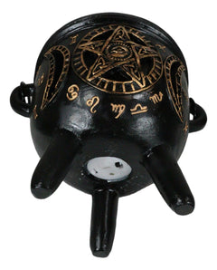 Celtic Wicca Black Magic Occult All Seeing Eye Pentagram LED Cauldron Figurine-2