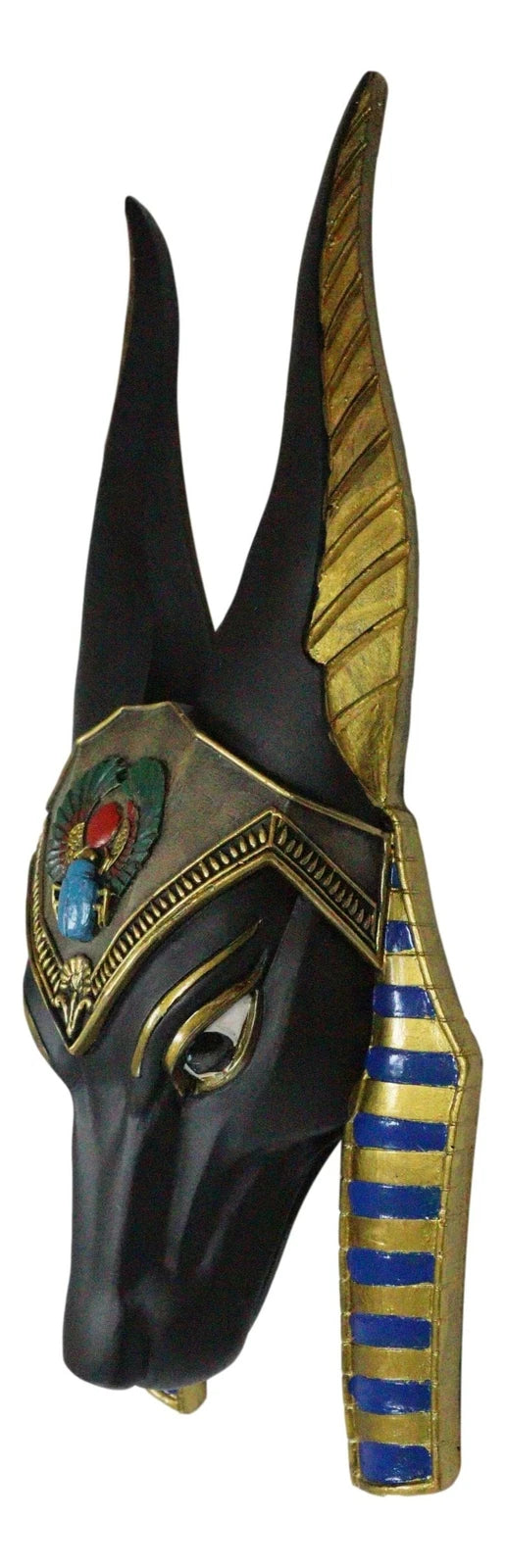 Egyptian God Of Afterlife Anubis Head Winged Scarab Bust Wall Plaque Decor 10"H-4