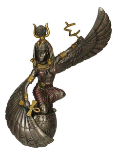 Egyptian Goddess Figurine, Isis & Ra Holding Ankh Statue 9" Tall, Collectible Home Decor, Shelf Display, Desk Accent, Ancient Egypt Mythology, Egyptian Home Ornament Gift-7