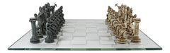 Olympus At War Greek Olympian Deities Resin Chess Pieces W/Glass Board Set-7