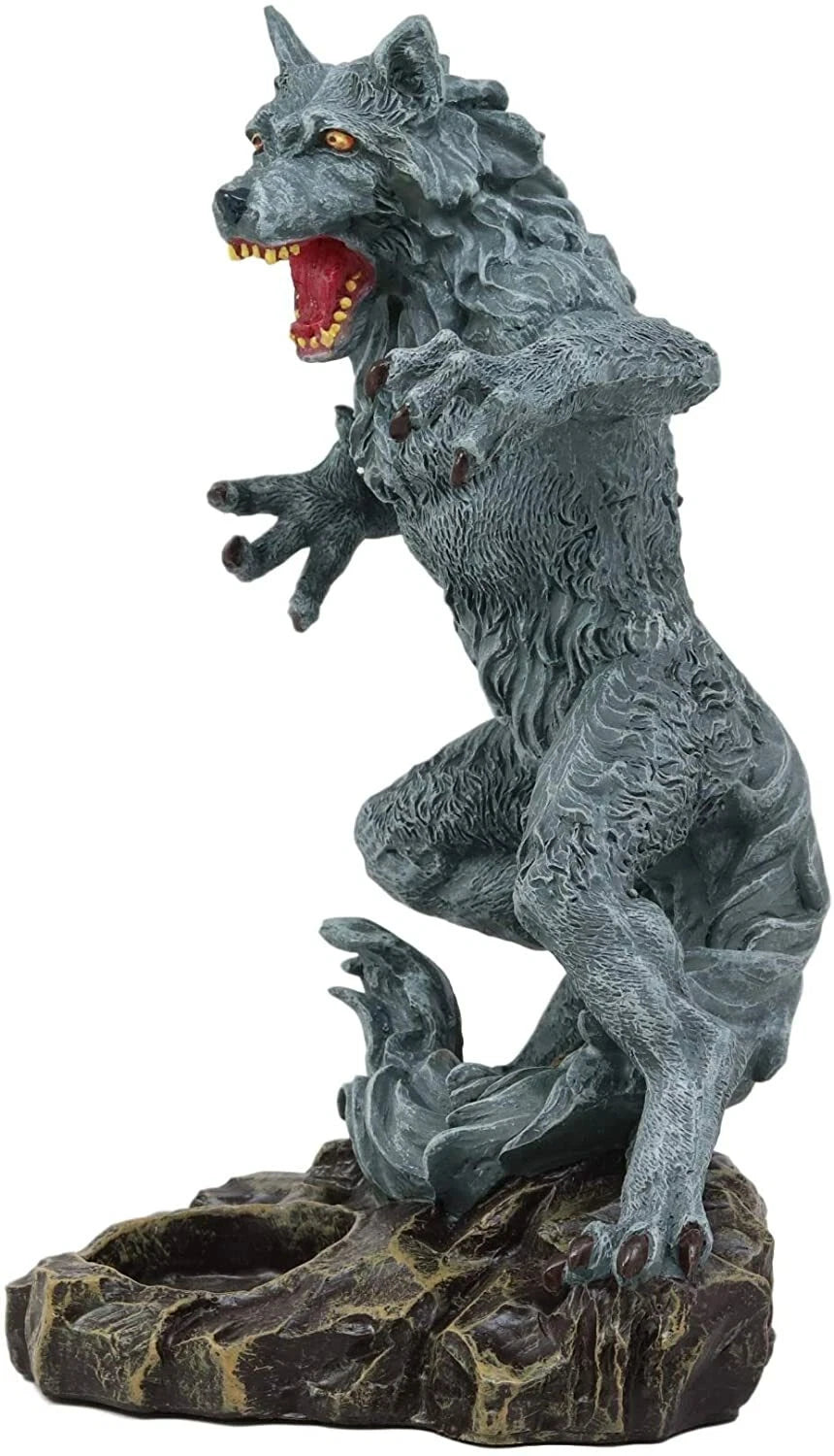 Portavelas de té de hombre lobo gótico Estatua de bestia licántropa Figura de hombre lobo-6
