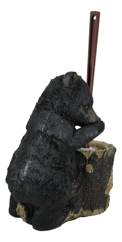 Rustic Whimsical Black Bear Stinky Potion Toilet Brush And Holder Set Figurine-3
