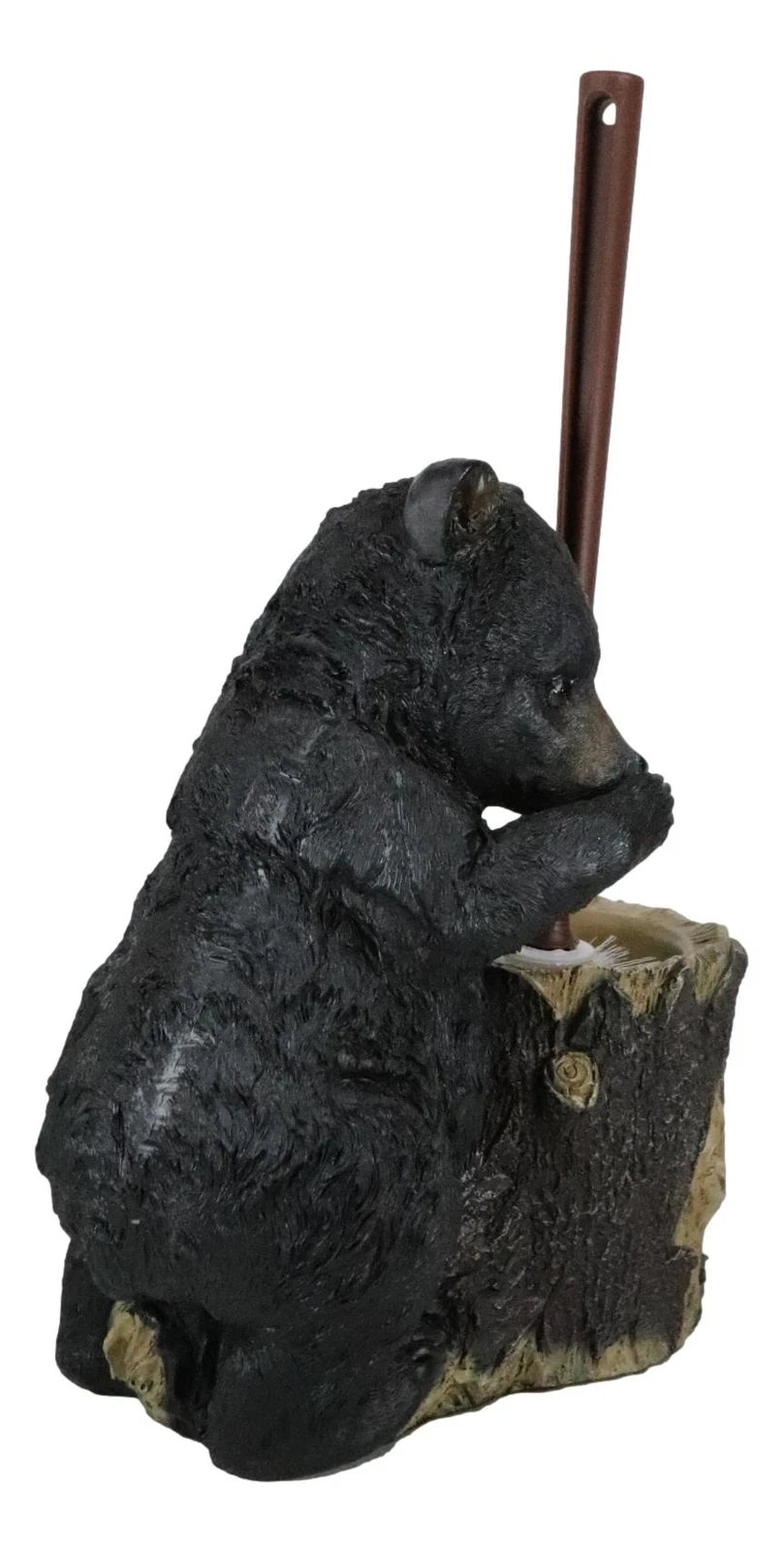 Rustic Whimsical Black Bear Stinky Potion Toilet Brush And Holder Set Figurine-3