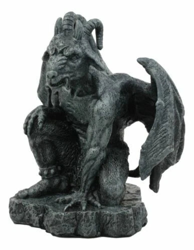 The Winged Guardian Baphomet Sabbatic Goat Gothic Gargoyle Statue Faux Stone-4
