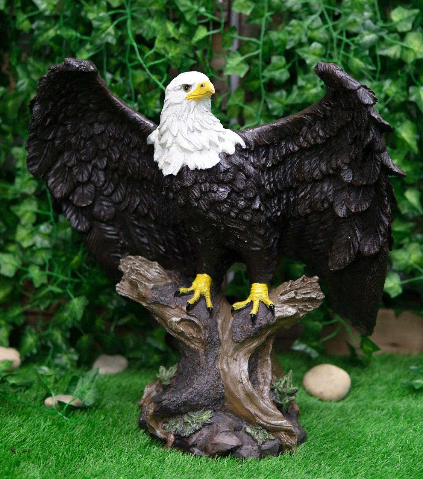 Large 18"H Wings Of Glory Perching Grand Bald Eagle Statue Home Garden Figurine-2