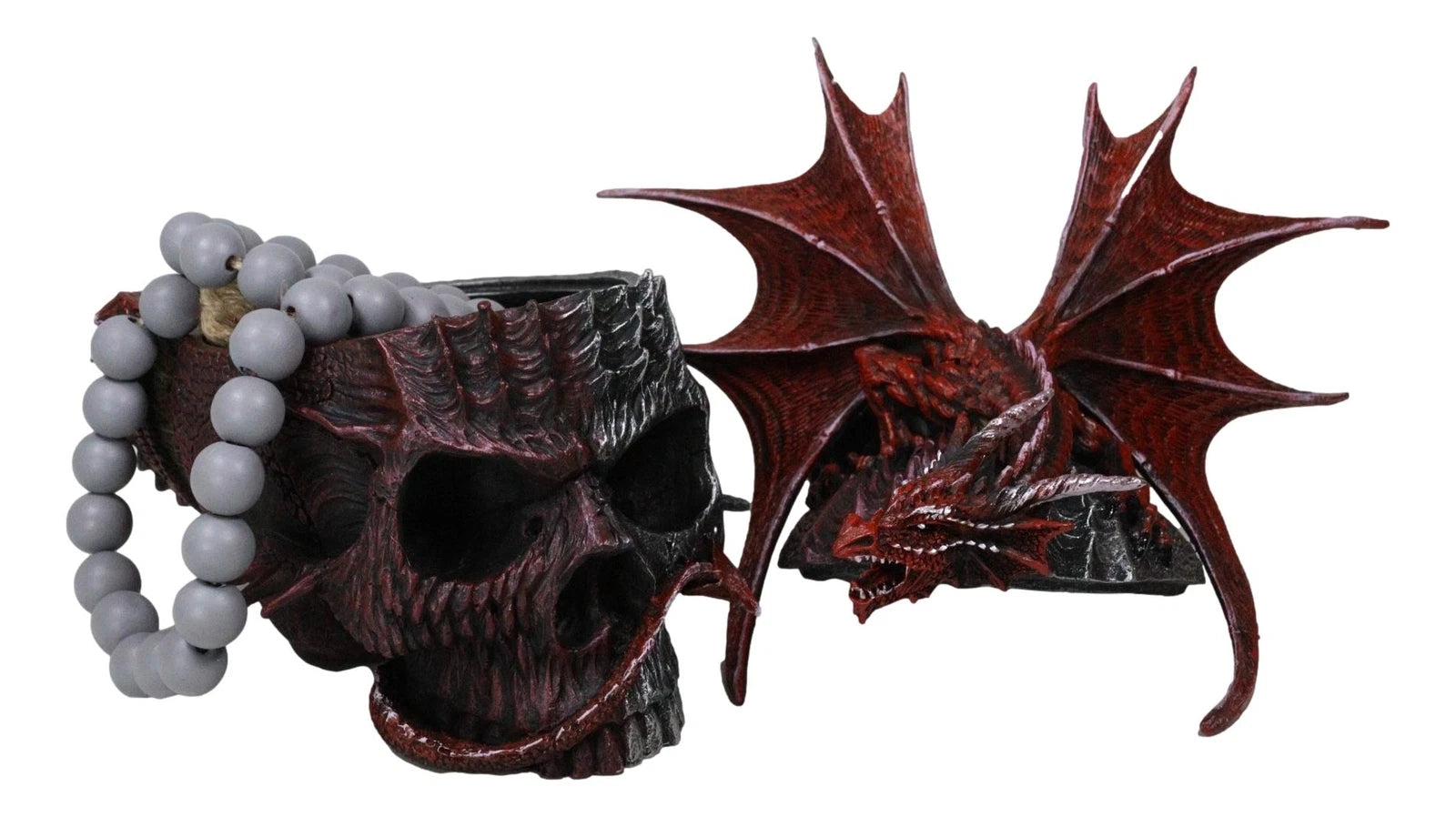 Infection Virus Zombie Skull With Red Wyvern Dragon Decorative Box Figurine-5