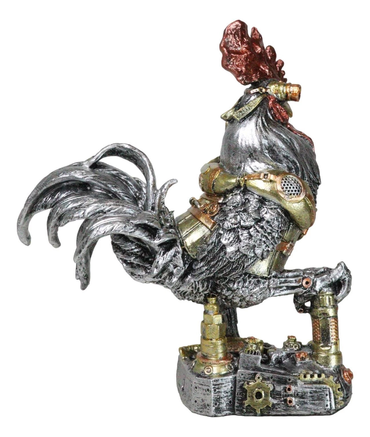 Steampunk Gearwork Robotic Cyborg Rooster Chicken In Battle Armor Figurine-8