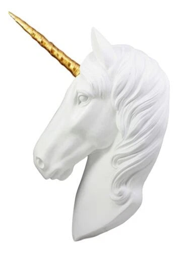 Enchanted Golden Horned Unicorn 3D Art Wall Decor Figurine Ancient Fabled Steed-6