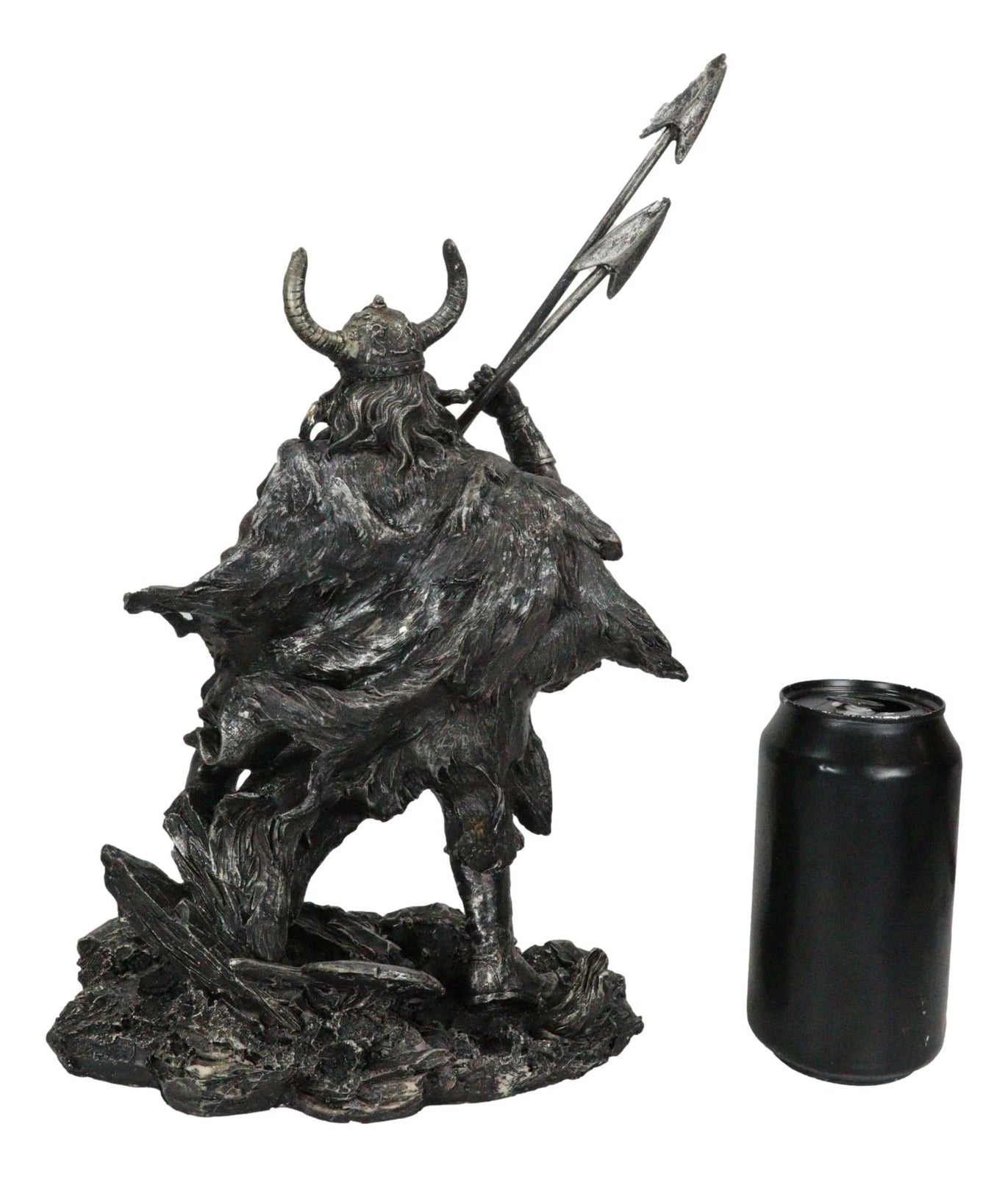 Viking Norse God Odin Alfather With Horned Helm Holding Javelin Spears Figurine-8