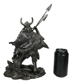 Viking Norse God Odin Alfather With Horned Helm Holding Javelin Spears Figurine-8
