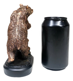 Grizzly Bear Climbing On River Rock Statue 6.25"Tall Bronze Electroplated Resin-6