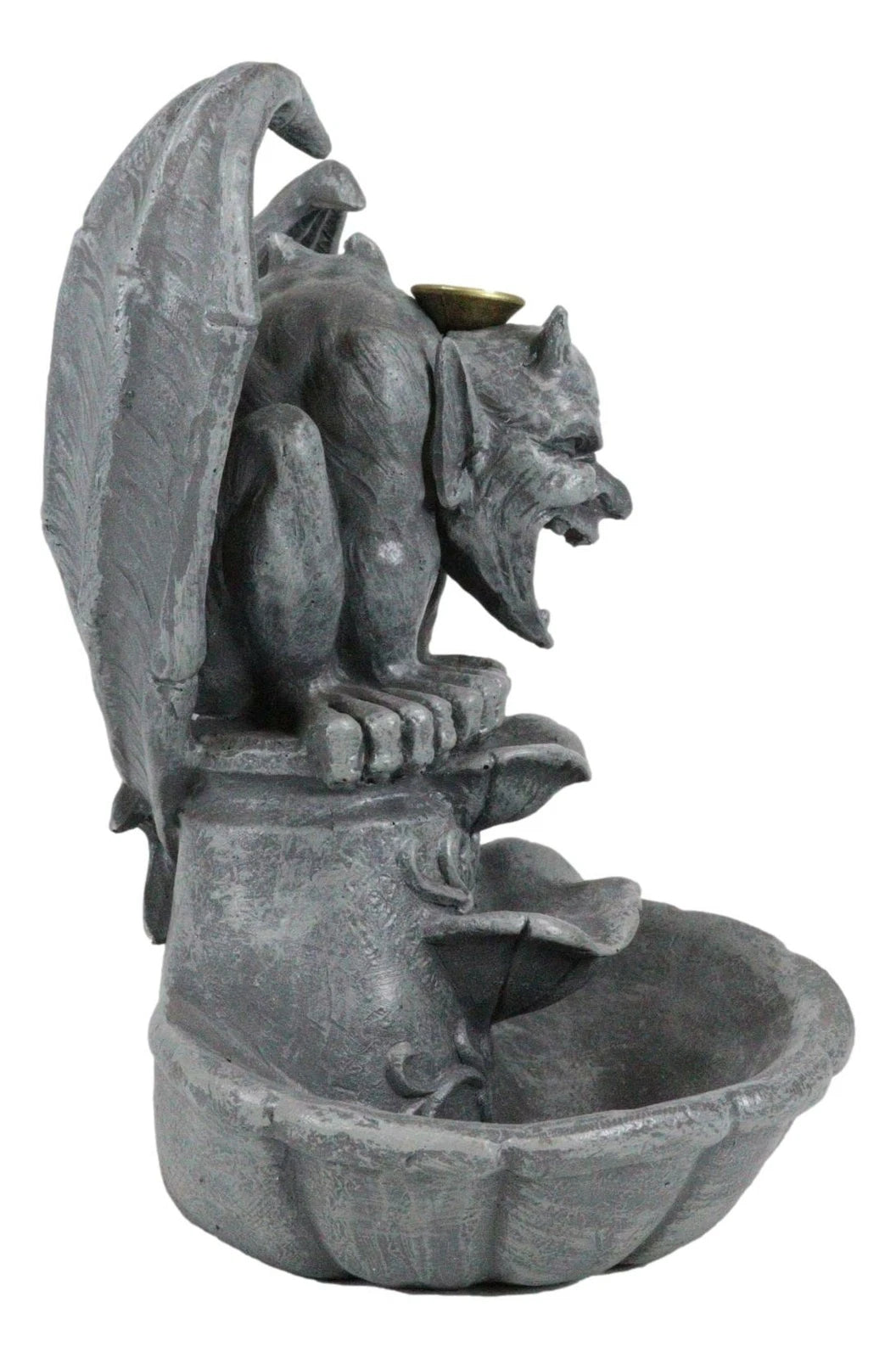 Gothic Chimera Gargoyle On Fountain Pedestal Backflow Incense Cone Burner Decor-6