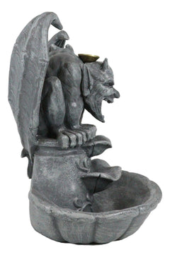 Gothic Chimera Gargoyle On Fountain Pedestal Backflow Incense Cone Burner Decor-6