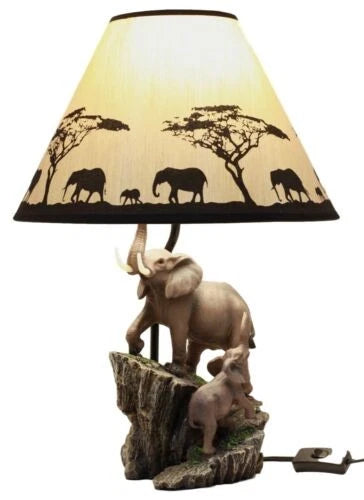Migration Of The Majestic Elephant Family Safari Desktop Table Lamp Statue Decor-5