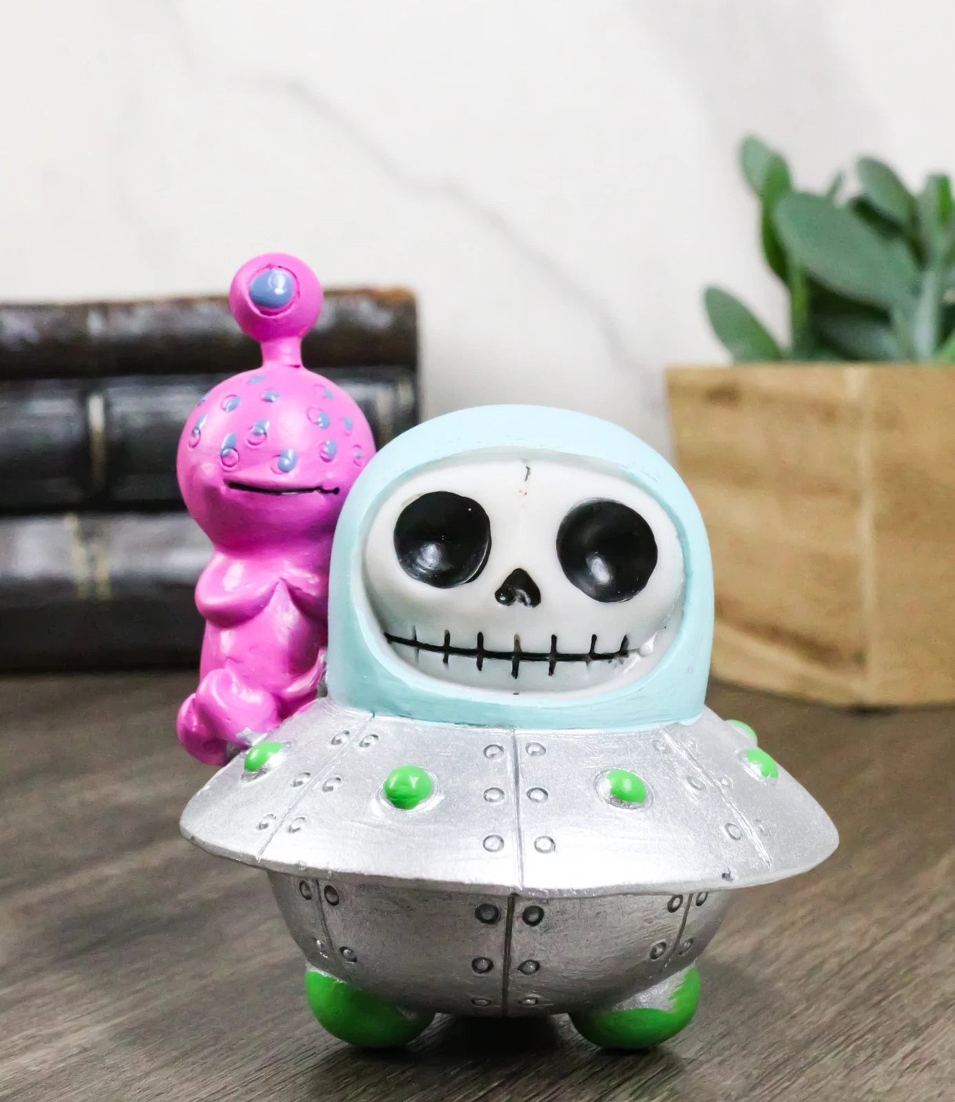 Furrybones UFO ET Alien Planetary Space Ship Dish Skeleton Figurine Furry Bones-1