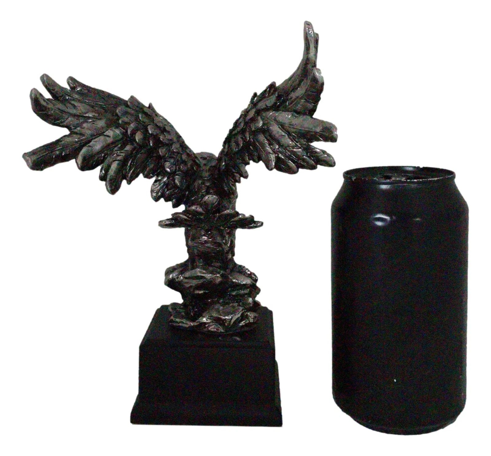 Silver Wings of Glory Bald Eagle Statue 7.75"Tall Silver Electroplated Resin-8