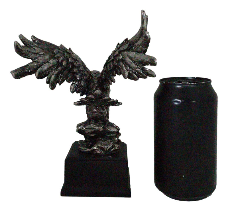 Silver Wings of Glory Bald Eagle Statue 7.75"Tall Silver Electroplated Resin-8