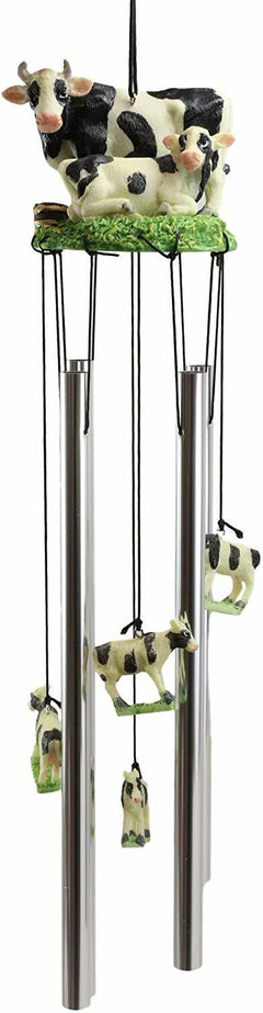 Gift Bovine Holstein Cow and Baby Calf Family Resonant Relaxing Wind Chime-7