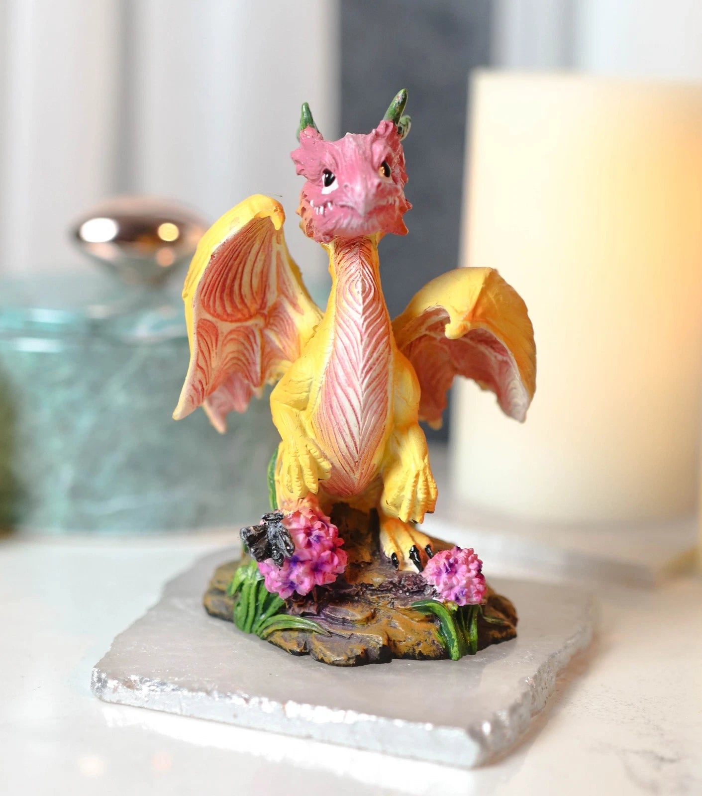 Colorful Fruits Vegetables Yellow Onion Dragon Figurine Fairy Garden Decor-4