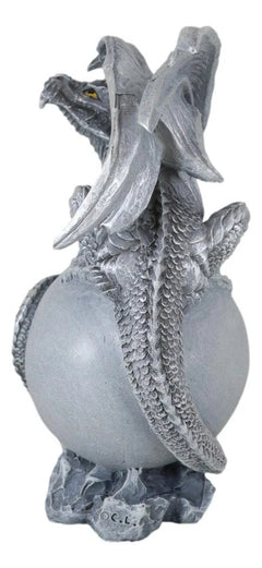 Fantasy Wyrmling White Shadow Ghost Dragon Sleeping On Gray Moon Figurine-4