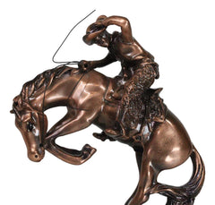 Western Rodeo Wild Cowboy With Bucking Horse Bronze Electroplated Figurine-5