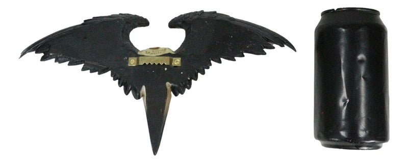 Ravenger Thanatos Raven Crow Skull With Black Angel Wings Wall Decor Plaque-4