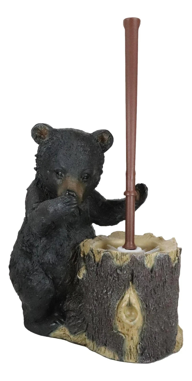 Rustic Whimsical Black Bear Stinky Potion Toilet Brush And Holder Set Figurine-5