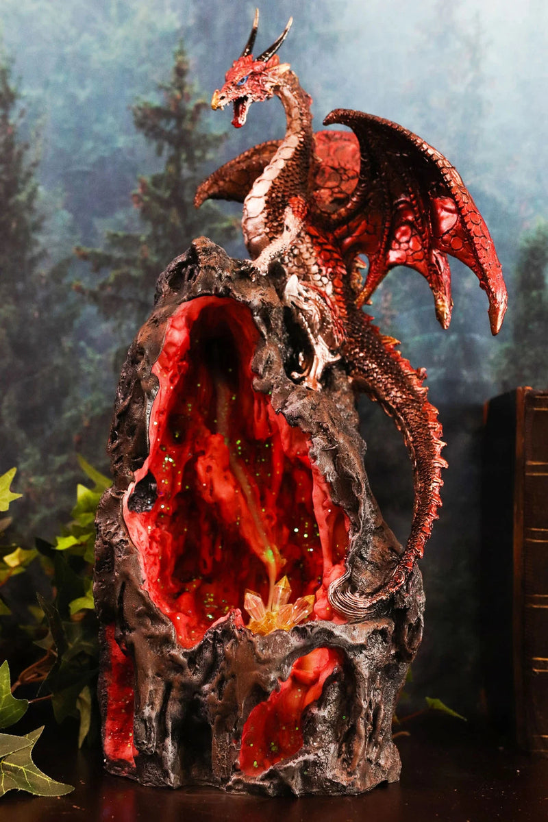Sapphire Dragon On LED Crystal Mountain Backflow Incense Burner Figurine-1