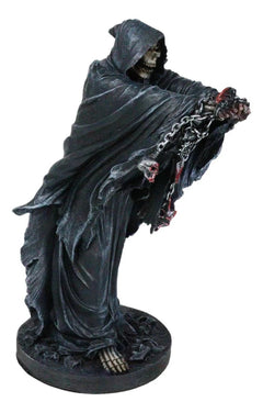 Black Angel of Death Grim Reaper With Chains Carved Knuckles Game Over Figurine-5