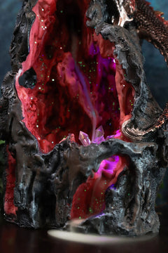 Sapphire Dragon On LED Crystal Mountain Backflow Incense Burner Figurine-4