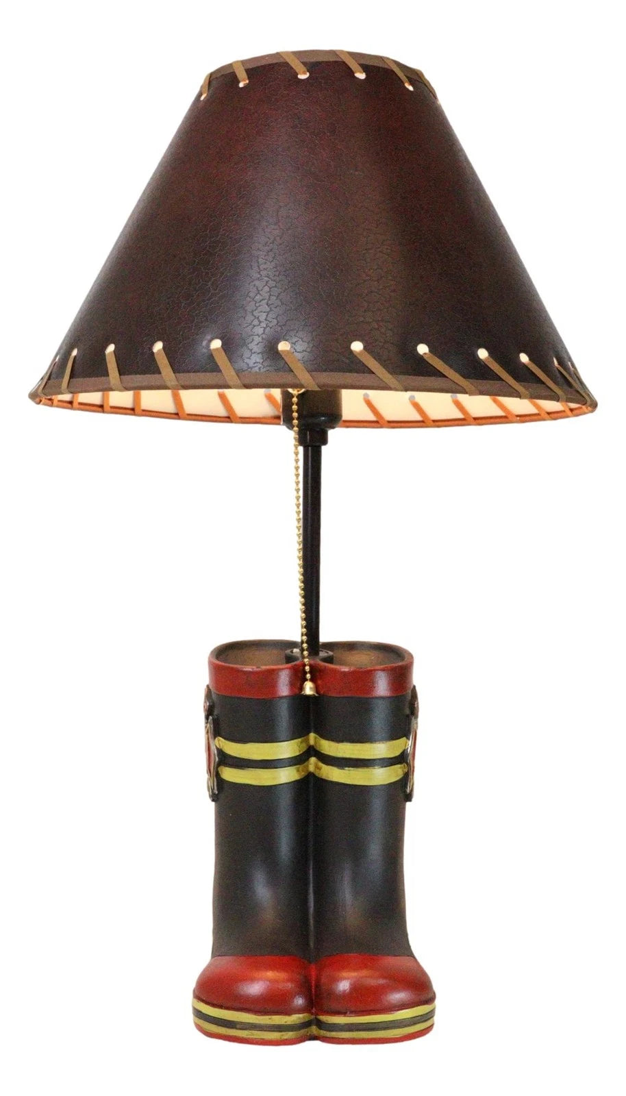 American Hero Fire Fighters Fireman Boots Desktop Table Lamp With Laced Shade-5