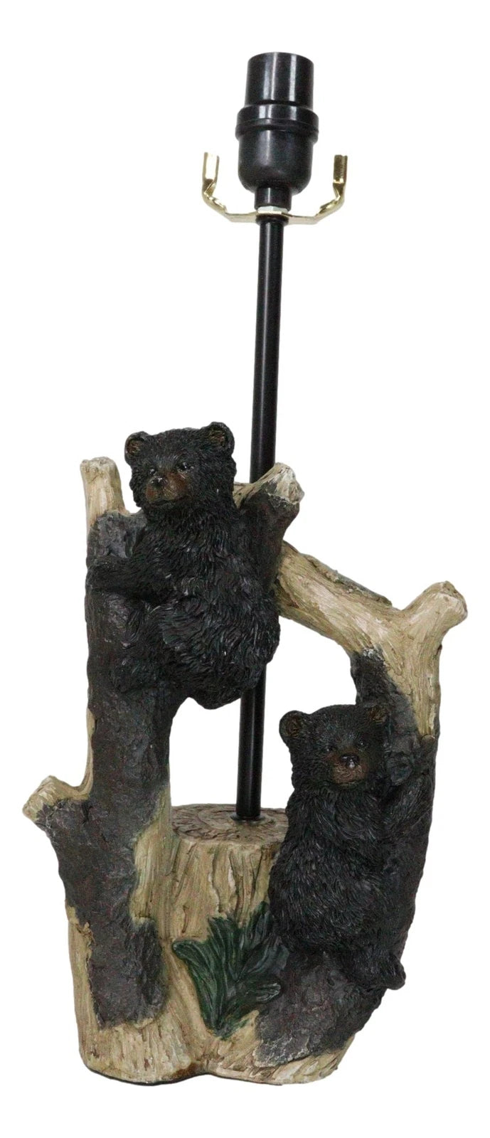 Rustic Western Whimsical Forest Playful Black Bear Cubs Climbing Tree Table Lamp-7